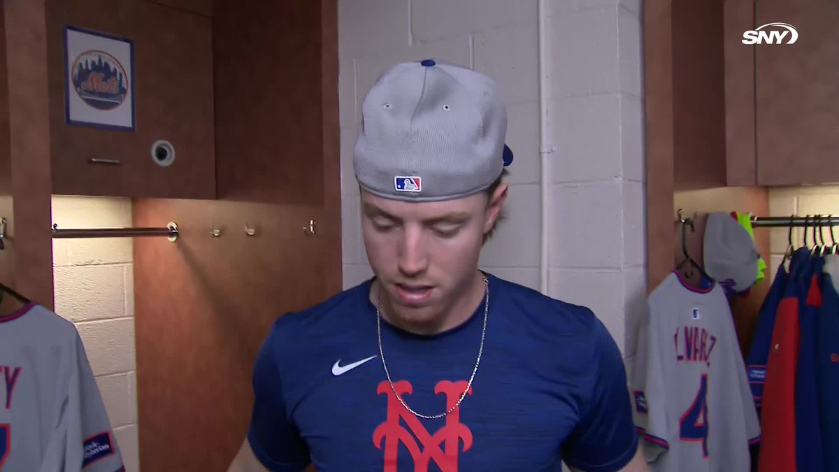 Brett Baty on his toe injury: "It's good... took an awkward swing, it just flared up a little bit but It's good now"