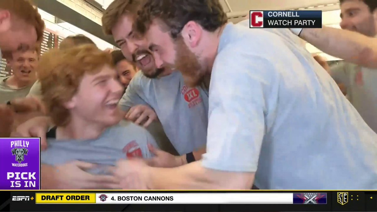 The Philadelphia Waterdogs select Cornell's CJ Kirst with the No. 1 overall pick in the 2025 Premier Lacrosse League college draft. Look at the reaction from Kirst's teammates ❤️