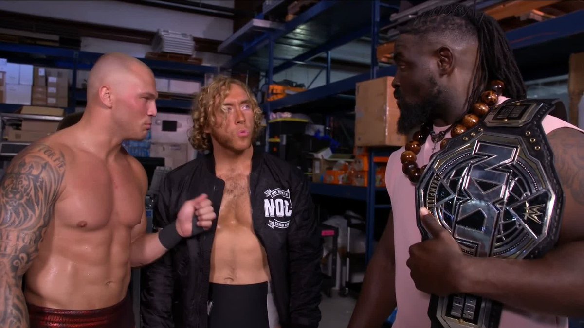 "Damn, he's pissed..." Myles Borne | THE KID will get the title match at #WWEBattleground, but Charlie Dempsey is gonna get a real angry Oba Femi wwe next week 😅 #WWENXT