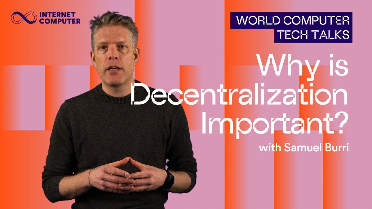 📢 NEW EPISODE: World Computer Tech Talks - Why Decentralization Matters in Web3 Samuel Burri ∞ explains how the Internet Computer achieves true decentralization: 🔗 Deterministic decentralization through verified node providers 🌐 Network Nervous System (NNS) for onchain governance 🖥️ Decentralized frontend delivery without middlemen Discover how ICP builds a world computer with no single points of failure.