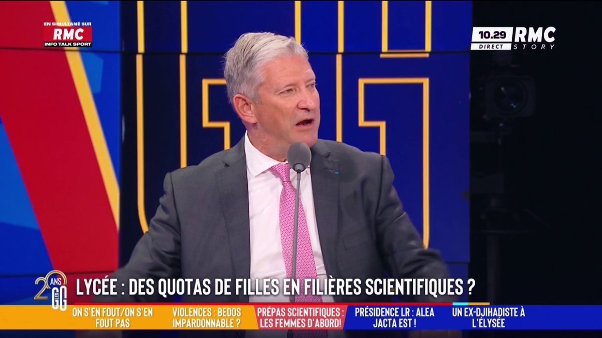 🏫 Lycée : faut-il des quotas de filles dans les filières scientifiques ? 🗣️ Emmanuel de Villiers : "Ça sent la nullité ministérielle quand on en arrive là. Pourquoi pas des quotas pour des femmes déménageuses ?" #GGRMC