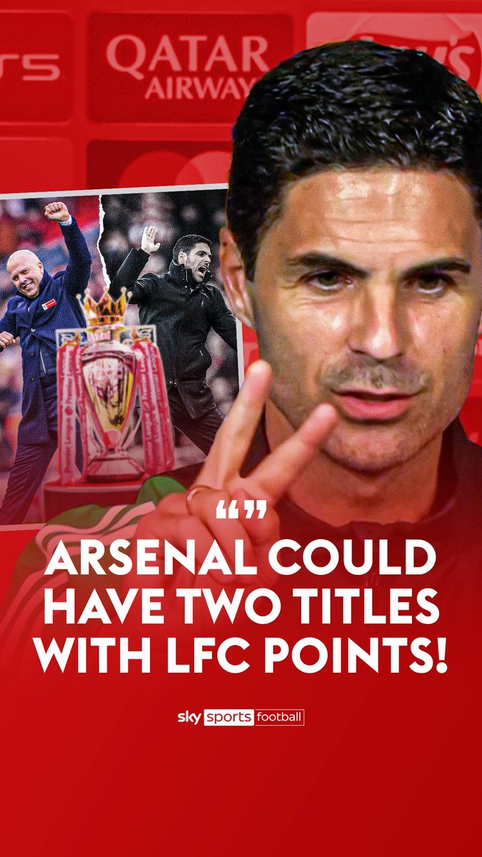 "With the points over the last two seasons, we would have two Premier Leagues" 🤔 Mikel Arteta believes Arsenal have been unlucky after Liverpool won the title with fewer points than them in the last two seasons 🏆