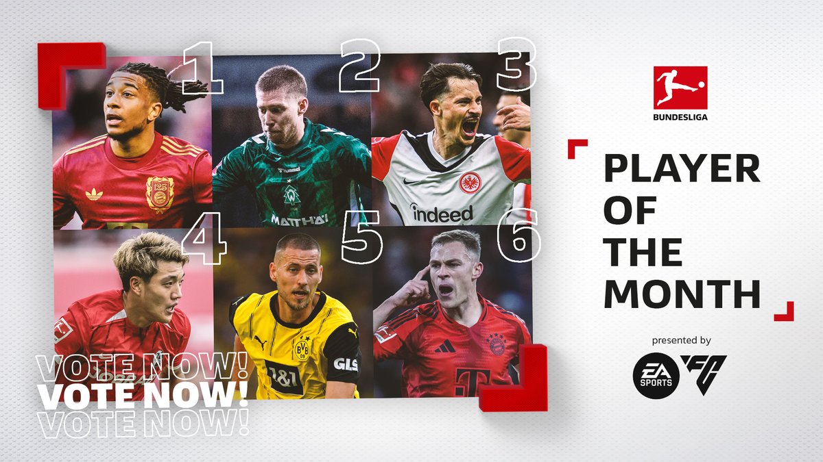 Michael Olise - FC Bayern 🍻 Mitchell Weiser - @WerderBremen_EN 💚 Robin Koch - @Eintracht_ENG 🦅 @Doan_Ritsu - @SCFreiburg 🦊 Waldemar Anton - Borussia Dortmund 🐝 Joshua Kimmich - FC Bayern 🍻 Pick April's #BundesligaPOTM 👉 #Bundesliga | @EASportsFC