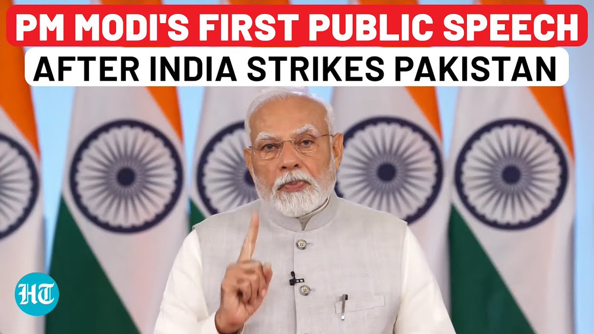 #WATCH | PM Modi made his first public speech after the Indian Armed Forces attacked Pakistan in the early hours of May 7 to avenge the Pahalgam terror attack. #OperationSindoor