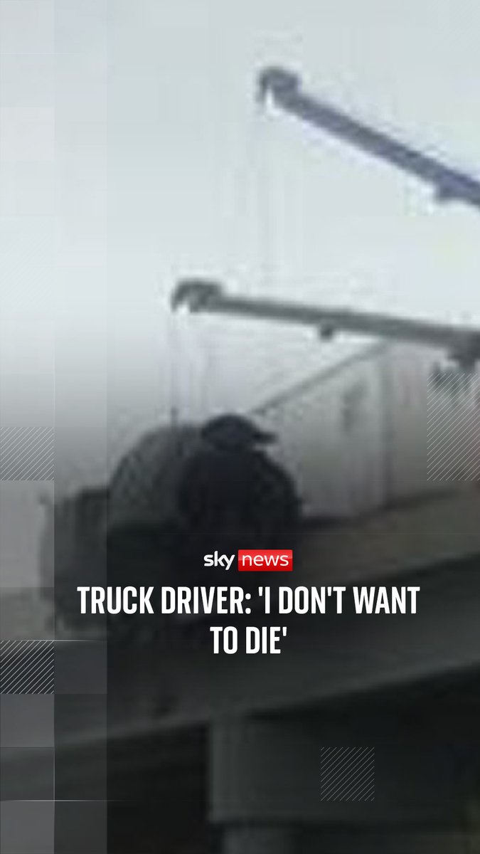 Driver lifted to safety after truck left hanging off side of bridge in Kentucky. The driver can be heard exclaiming 'I don't want to die' as he remained on the phone to emergency services from inside the truck for over 20 minutes.