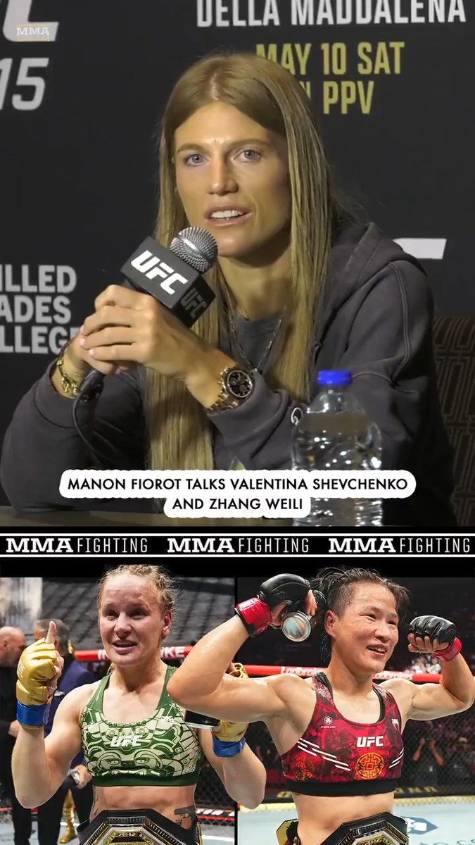 Manon Fiorot admits she was "uncomfortable" hearing all of the Zhang Weili talks before they announced her fight against Valentina Shevchenko at #UFC315: "If I have to fight [Weili], I will fight her later."