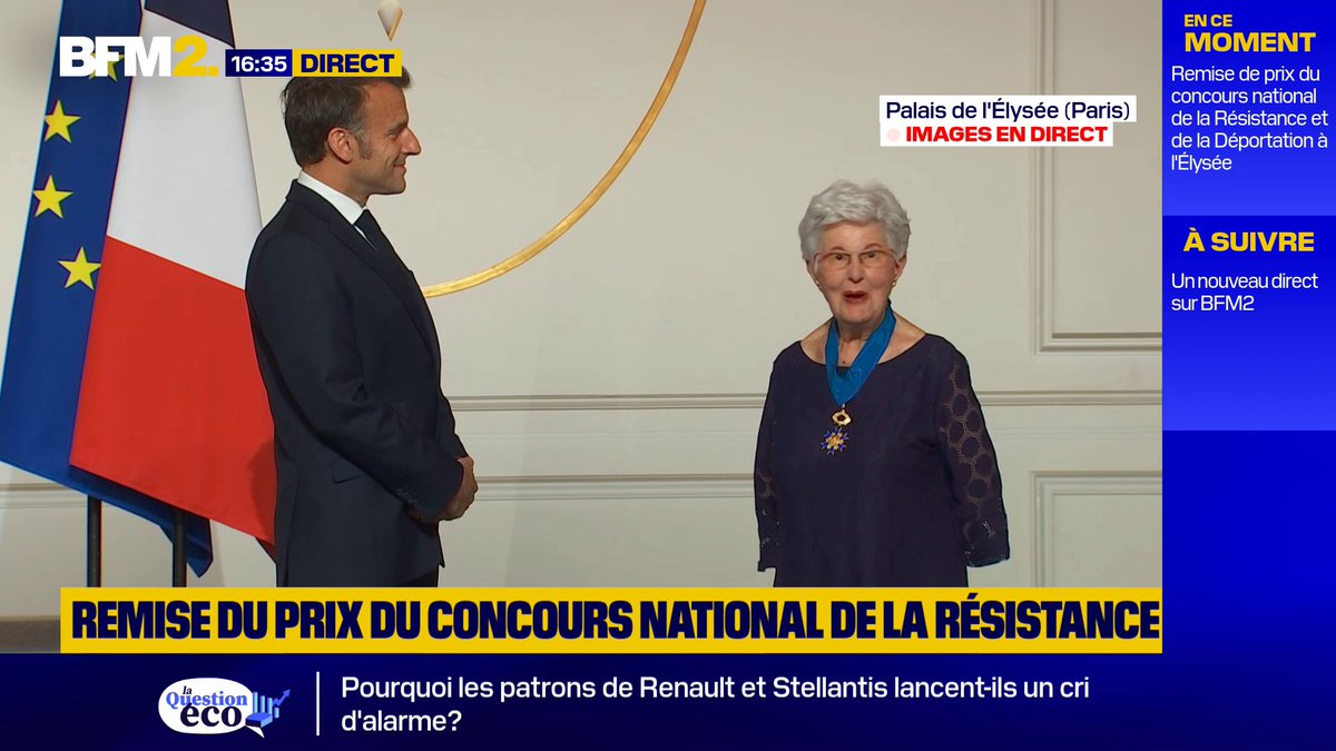Lili Leignel a été ordonnée commandeure de l'Ordre nationale du Mérite, par Emmanuel Macron. Déportée, survivante des camps Nazis et témoin de la Shoah, témoigne à travers la France, des horreurs de la Seconde Guerre Mondiale #BFM2