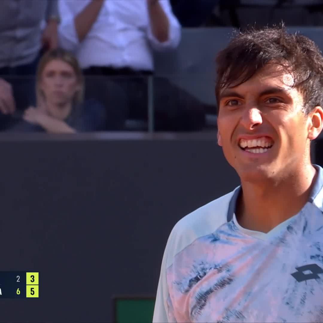 A moment to remember 🤩 On his Masters 1000 debut, Burruchaga stuns Sonego 6-2 6-3 for his first top 50 win! #IBI25