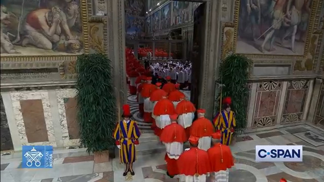 Procession of Cardinals enter the Sistine Chapel for Conclave to elect new Pope. Full video here: