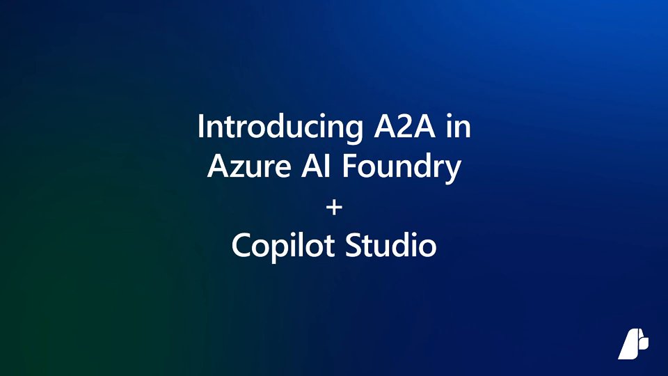 Agents are evolving from single-use bots to collaborative systems. The open Agent2Agent (A2A) protocol, coming soon to Azure AI Foundry and Microsoft Copilot Studio, makes it possible. Learn more: