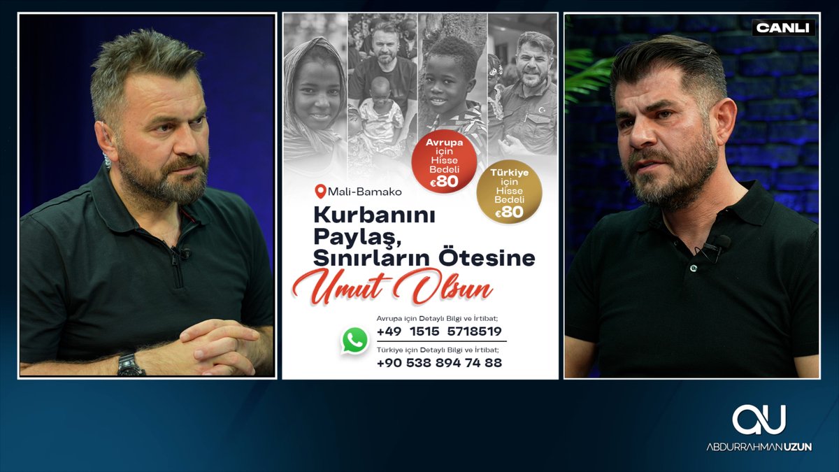 Bu yıl kurban organizasyonunu Abdurrahman Uzun kardeşim ile birlikte Mali/Bamako'da gerçekleştireceğiz. Bayrağımızın gölgesinde üç kampta çadırlarda zor şartlar altında yaşayan Ümmet-i Muhammed'in en yoksul insanlarına gidiyoruz. Kurbanını paylaş, sınırların ötesine umut olsun.