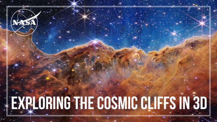In July 2022, Webb revealed a breathtaking view of a region now nicknamed the Cosmic Cliffs. This glittering landscape is part of a small piece of the vast Carina Nebula Complex — where stars are born amid clouds of gas and dust.