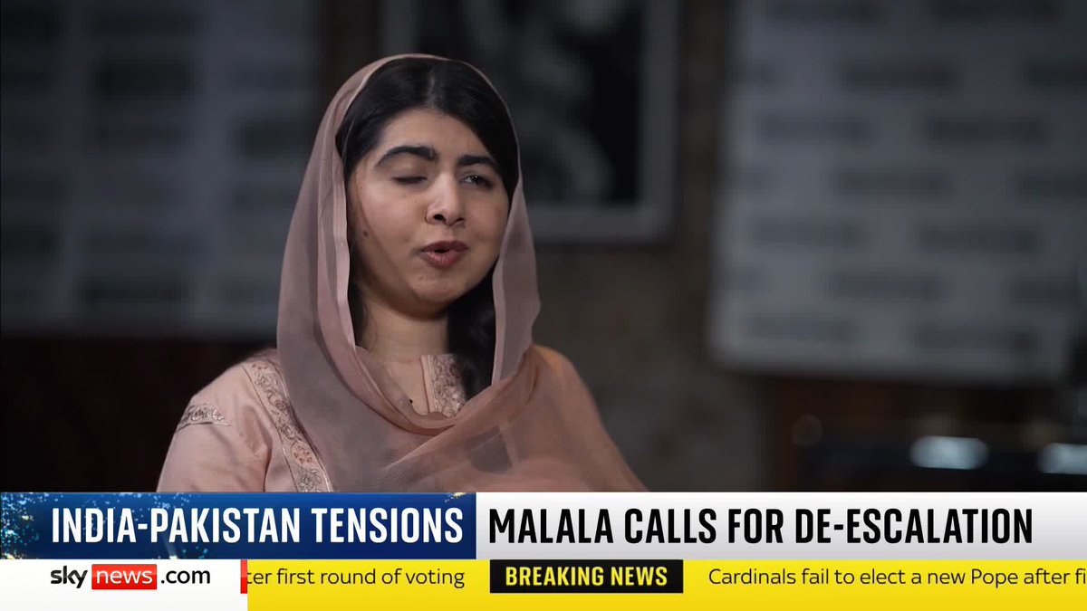 Speaking to Sky's Yalda Hakim Pakistani education activist Malala Yousafzai has called for a de-escalation in the on-going conflict between India and Pakistan. This comes as India launched a missile strike into Pakistan overnight. 📺 Sky 501
