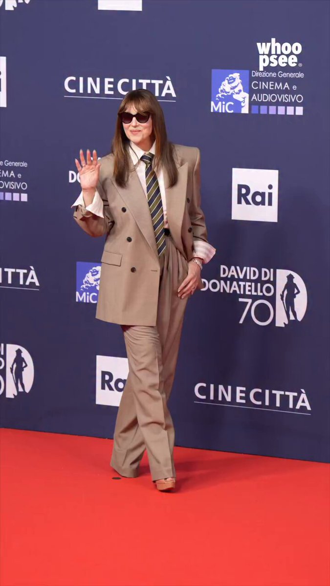 Monica Bellucci attends the photocall during the 70th David Di Donatello at Cinecitta Studios on May 07, 2025 in Rome, Italy