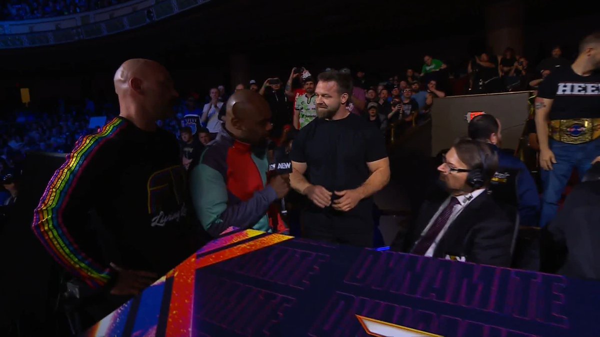 Stokely and FTR confront Tony Schiavone at ringside before responding to Daniel Garcia! Watch #AEWDynamite LIVE on TBS &amp; MAX Dax FTR | Daniel “Cash” Wheeler | @TonySchiavone24