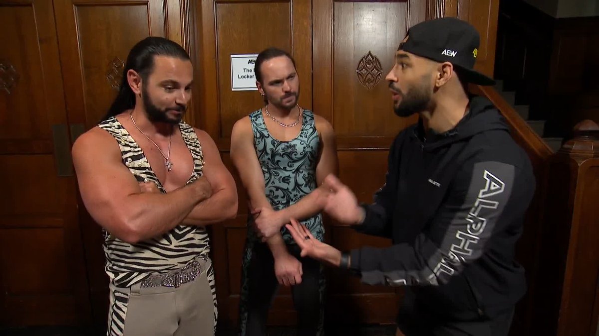 Ricochet sets the plan with Matthew and Nicholas Jackson later tonight, but the Death Riders have something else in mind. Watch #AEWDynamite LIVE on TBS &amp; MAX Matthew & Nicholas Jackson | Ricochet | Kazuchika Okada