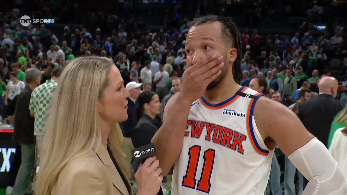 "Focus on us" 🤞 Brunson tells Allie LaForce he and the NEW YORK KNICKS are blocking out the noise after taking a 2-0 series lead over Boston 🗣️
