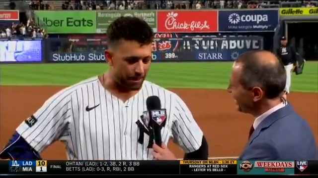 "Man, I'm living the dream. I can't describe it." J.C. Escarra was speechless after his first walk-off with the New York Yankees 🙌 Jon Morosi | #RepBX | #MLBNShowcase
