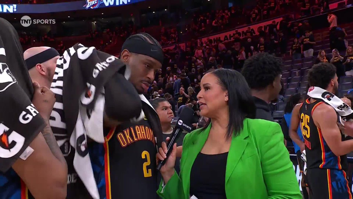 "We knew what it would look like going down 0-2 on the road. That wasn't really an option for us." SGA tells Stephanie Ready that he and the OKC THUNDER approached Game 2 as a must-win 🗣️