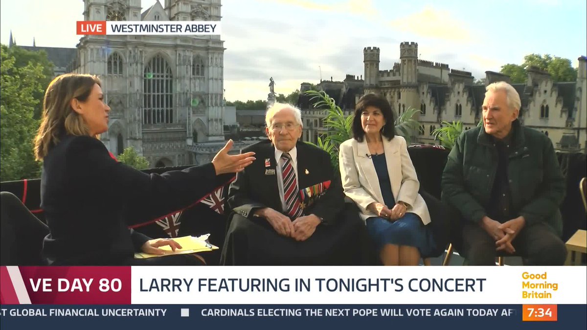 'A great big thank you! I really appreciate it.' Actor Larry Lamb thanks Royal Navy veteran Thomas Cuthbert. Thomas goes on to tell Susanna Reid how he remembers those who lost their lives during the war.