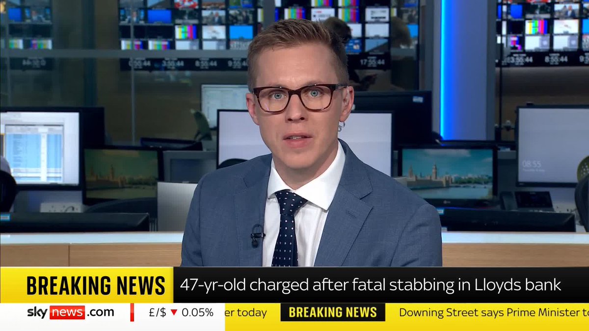 BREAKING: A 47-year-old man has been charged with the murder of a man after a stabbing inside a bank in Derby. 📺 Sky 501, Virgin 602, Freeview 233 and YouTube
