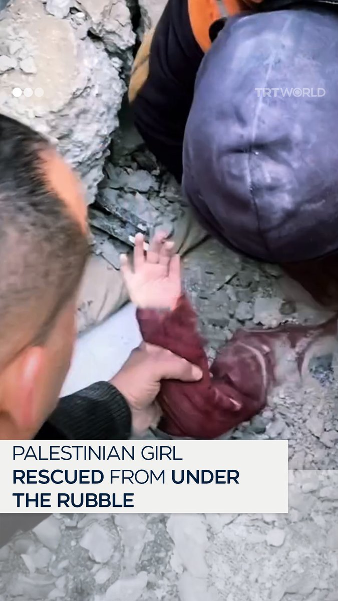 A Palestinian girl was rescued from under the rubble of a destroyed home in Gaza. Local sources say she was the only surviving member of her family