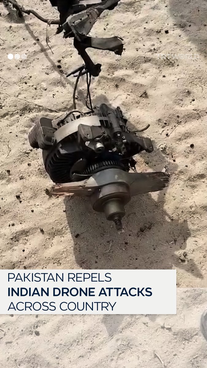 Footage shows the wreckage of Israeli-made Harop drones successfully neutralised by the Pakistani military. Pakistan says they neutralised 25 Indian drones across the country, including over the two most populated cities of Karachi and Lahore, since the night of May 7-8