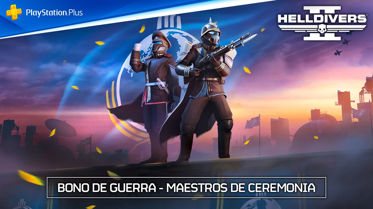 Atentos, Helldivers 📡 El Bono de Guerra "Maestros de Ceremonia" desfilará por Helldivers 2 a partir del 15 de mayo. Toda la info de este nuevo Kit de arsenal aquí: