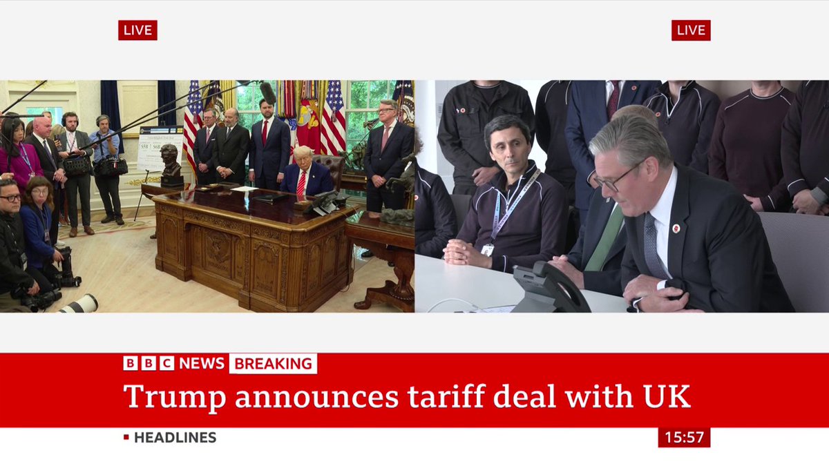 "This is a really fantastic, historic day," PM Keir Starmer says in response to US President Donald Trump's tariff deal between the US and UK Follow live:
