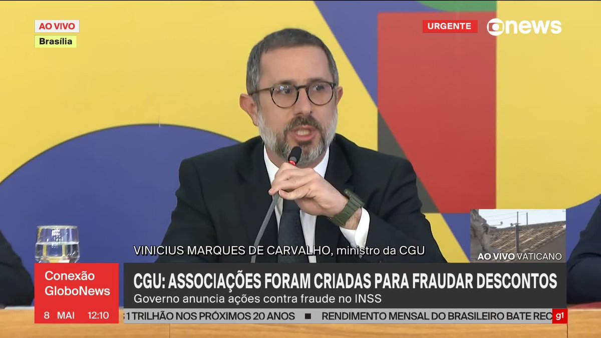 “O nosso objetivo aqui é investigar tudo isso profundamente e responsabilizar quem precisa ser responsabilizado. Doa a quem doer”, diz Vinicius Marques de Carvalho, ministro da CGU. ➡ Assista ao #ConexãoGloboNews: #GloboNews