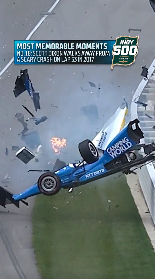 Scott Dixon walks away from a scary wreck in the 2017 #Indy500. Most Memorable Moments from @BobPockrass: