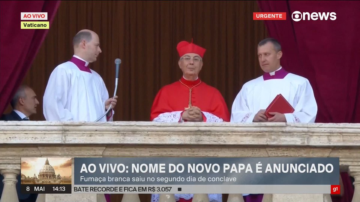 Vaticano anuncia quem é o novo papa: o cardeal Robert Francis Prevost. ➡ Assista ao #Estúdioi: #GloboNews