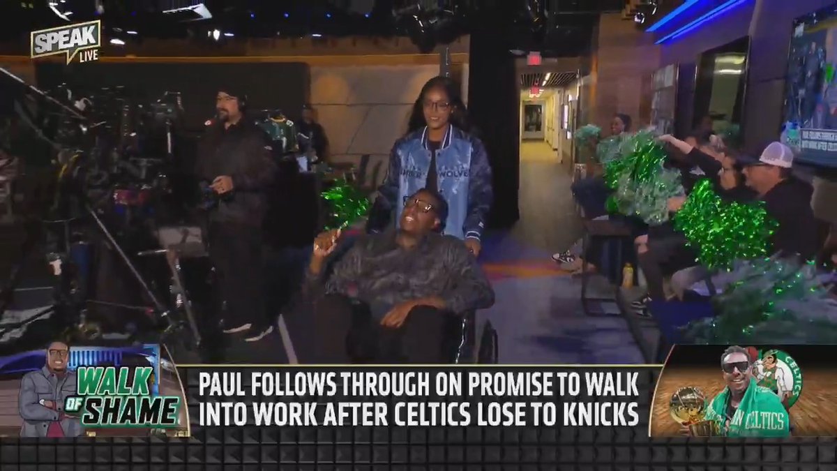 .Paul Pierce had to be pushed in a wheelchair but he made it to set! 😂