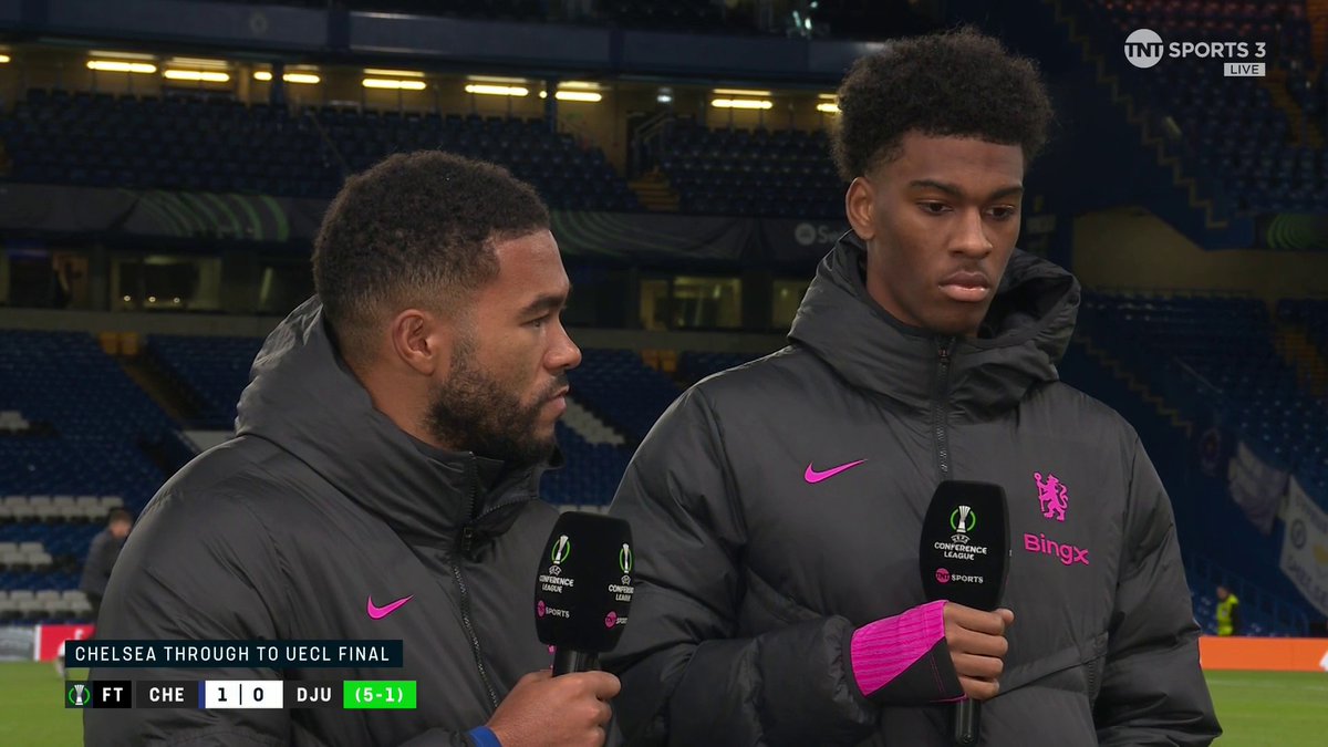 "We're happy, we're in another final" 🗣️ The panel talk to Reece James and Josh Acheampong about Chelsea's achievement in reaching another European final 🔵 📺 TNT Sports & discovery+ UK
