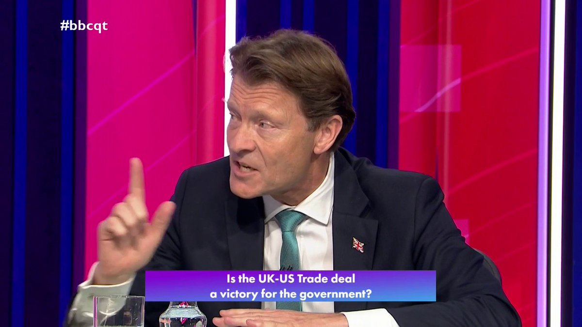 “Brexit is a great opportunity, the fact that we’re doing a trade deal… it’s a Brexit benefit” Reform UK’s Richard Tice calls the UK-US trade deal a “work in progress” but that the European Union are “doing a lot worse than we are” economically #bbcqt