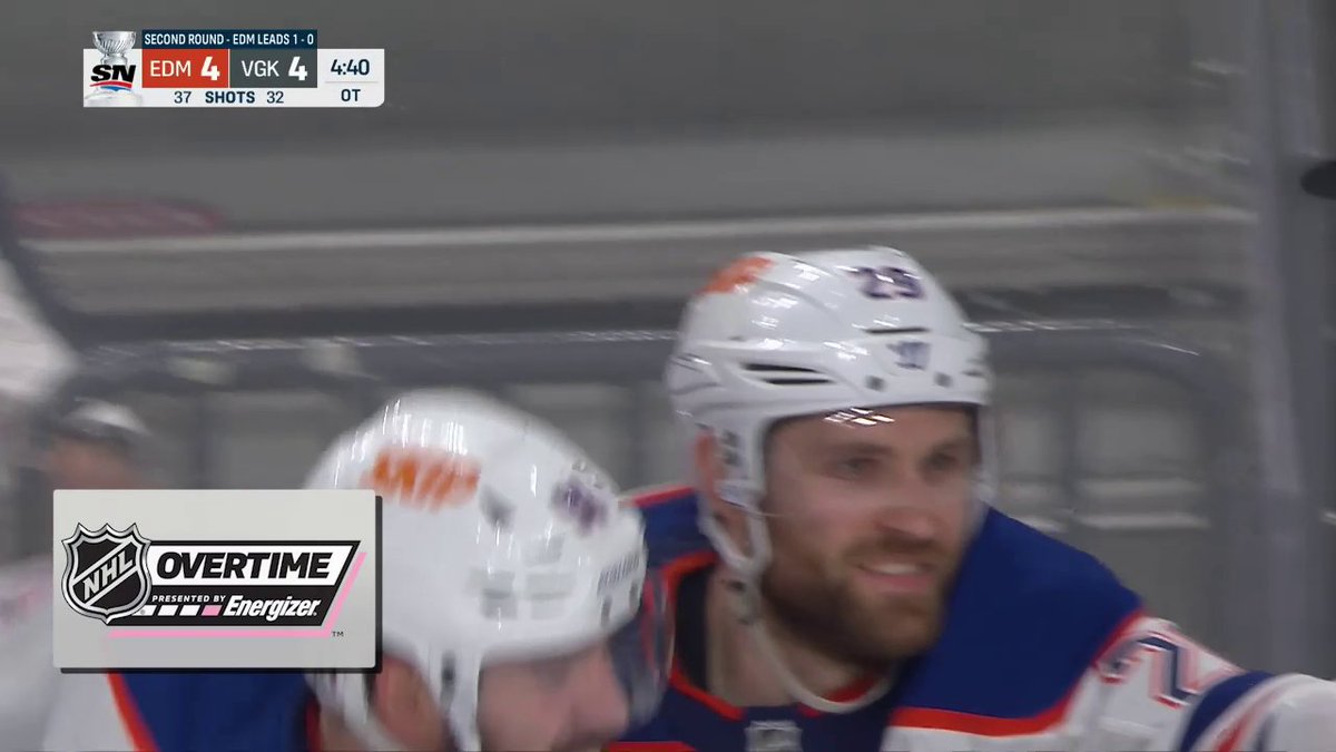 MCDAVID TO DRAISAITL 🚨 Connor McDavid makes a beautiful move to set up Leon Draisaitl for the Energizer overtime winner in Game 2! #StanleyCup