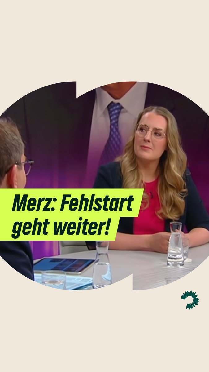Solide &amp; verlässlich regieren? Fehlanzeige bei Merz. Mit seinen unklaren Aussagen zu den Zurückweisungen an der Grenze verunsichert er nicht nur die Wähler*innen, sondern stößt auch unsere europäischen Partner*innen vor den Kopf. Katharina Dröge gestern Abend bei #Illner 👇