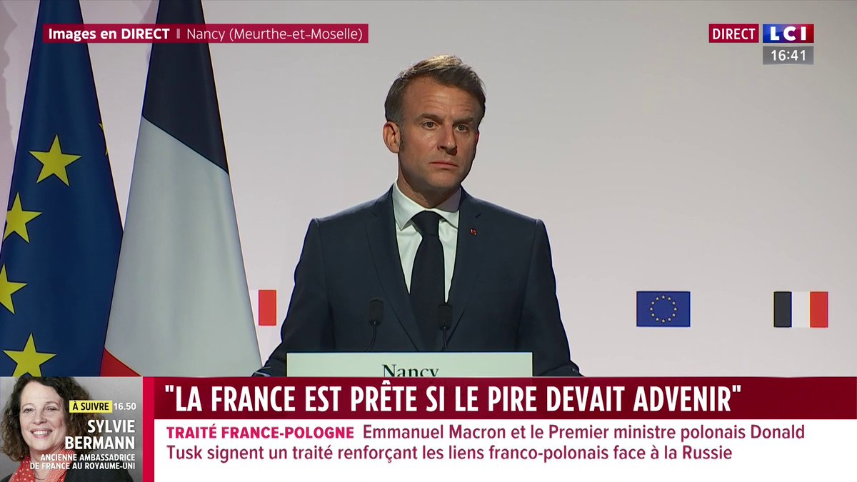 🔴 Emmanuel Macron : "Dans la prise de décision de ce que sont les intérêts vitaux, les intérêts de nos principaux partenaires sont intégrés" explique le chef de l'État
