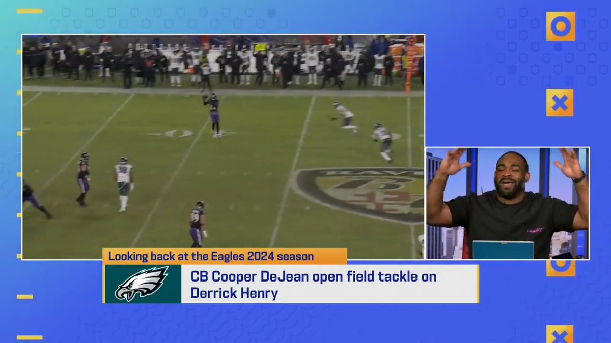 "Derrick Henry felt the wrath of a hungry rookie coming in." Brandon Graham breaks down @cdejean23's huge tackle of Derrick Henry from Week 13 of last season.
