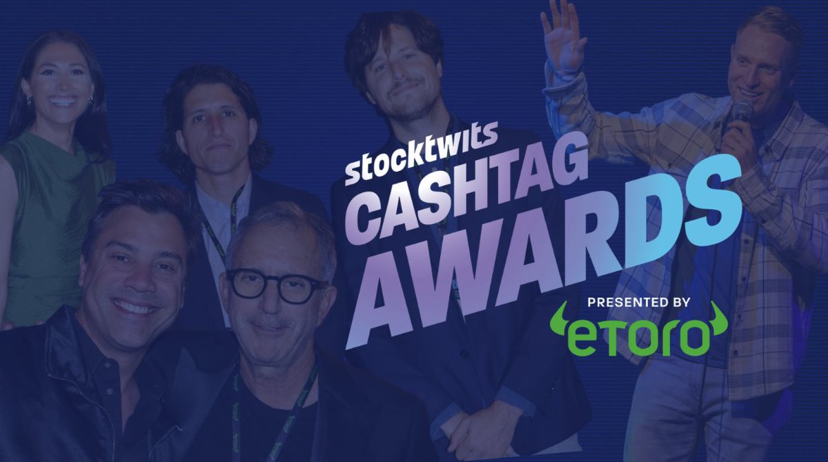 🎉 The Cashtag Awards 2025 presented by eToro — Highlight Reel is LIVE! 🏆 The inaugural Cashtag Awards brought together the best of Stocktwits & #Fintwit: ✅ 100,000+ community votes ✅ Unforgettable roasts & comedy ✅ The top creators, innovators, ETFs & brokers shaping the future of trading & investing Hosted by Howard Lindzon, Katie Perry, 𝐁𝐞𝐧 𝐂𝐚𝐡𝐧 & Emil DeRosa this is the ultimate celebration of the boldest voices & biggest impact-makers in finance