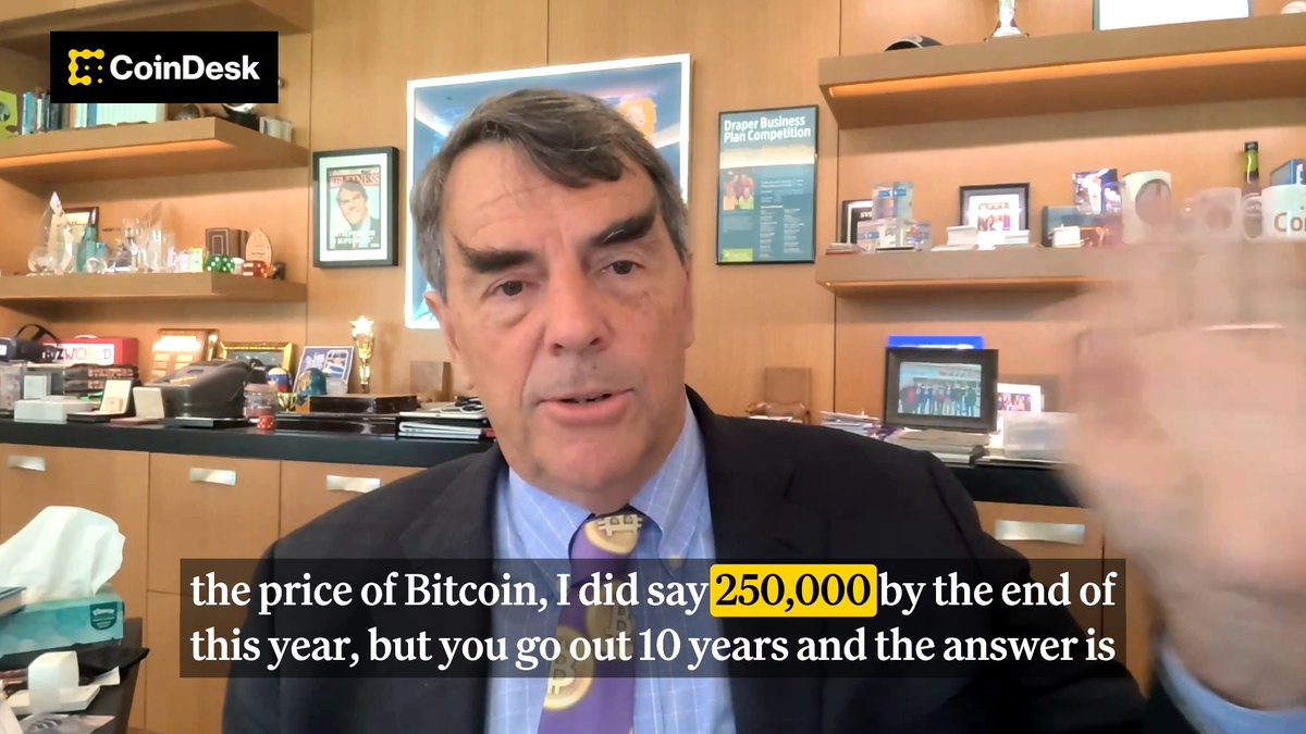 “#Bitcoin to $250k by year end and says there will be no need for the dollar in the future. Bitcoin will be the avenue to wealth” Tim Draper