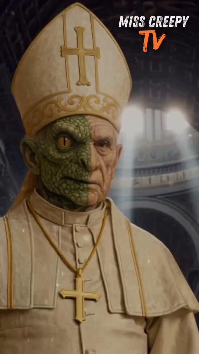 Reptilian pope live on TV.