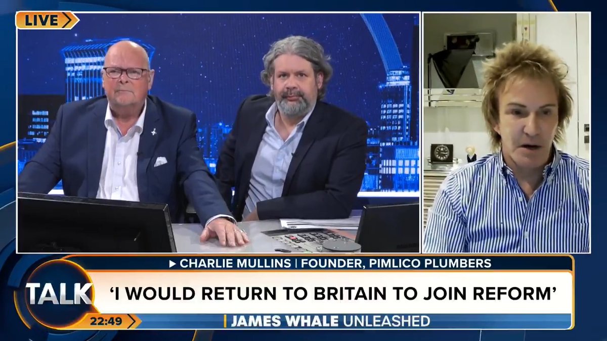 Multi-millionaire Charlie Mullins OBE is considering a return to the UK to become a councillor for Reform UK. "Nigel does not want career politicians in his party. He wants real people". James Whale MBE. Ash Charlie Mullins OBE