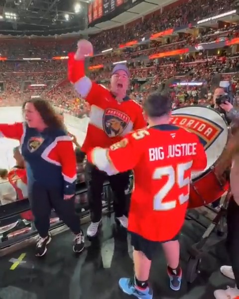 A.J. & Big Justice bringing the BOOM to Panthers-Leafs 🥁💥 A.J. & Big Justice