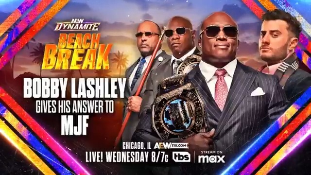 This Wednesday, May 14 #AEWDynamite Beach Break Chicago, IL LIVE, 8ET/7CT on TBS + MAX Has Maxwell Jacob Friedman™️ done enough to get the final thumbs up he needs from Bobby Lashley to be able to join The Hurt Syndicate? We’ll find out what the Almighty’s decision is, in Chicago THIS WEDNESDAY!