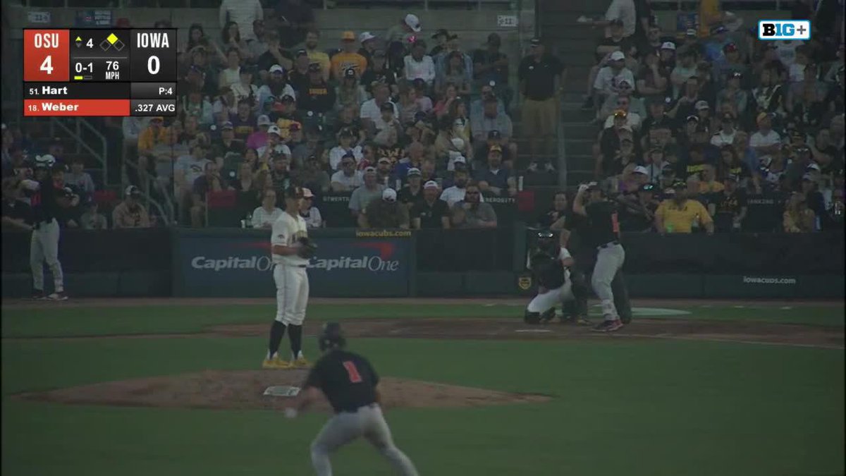 Have we mentioned there's no stopping Wilson Weber? He goes 370 to left and the lead is 6-0! Live on B1G+ #GoBeavs