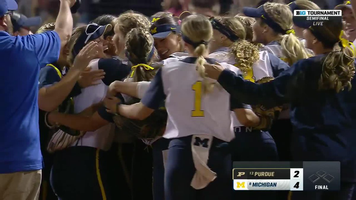 "Michigan is back in familiar territory!" 🗣️ Michigan Softball is headed to the #B1GSoftball tournament championship game once again 🙌