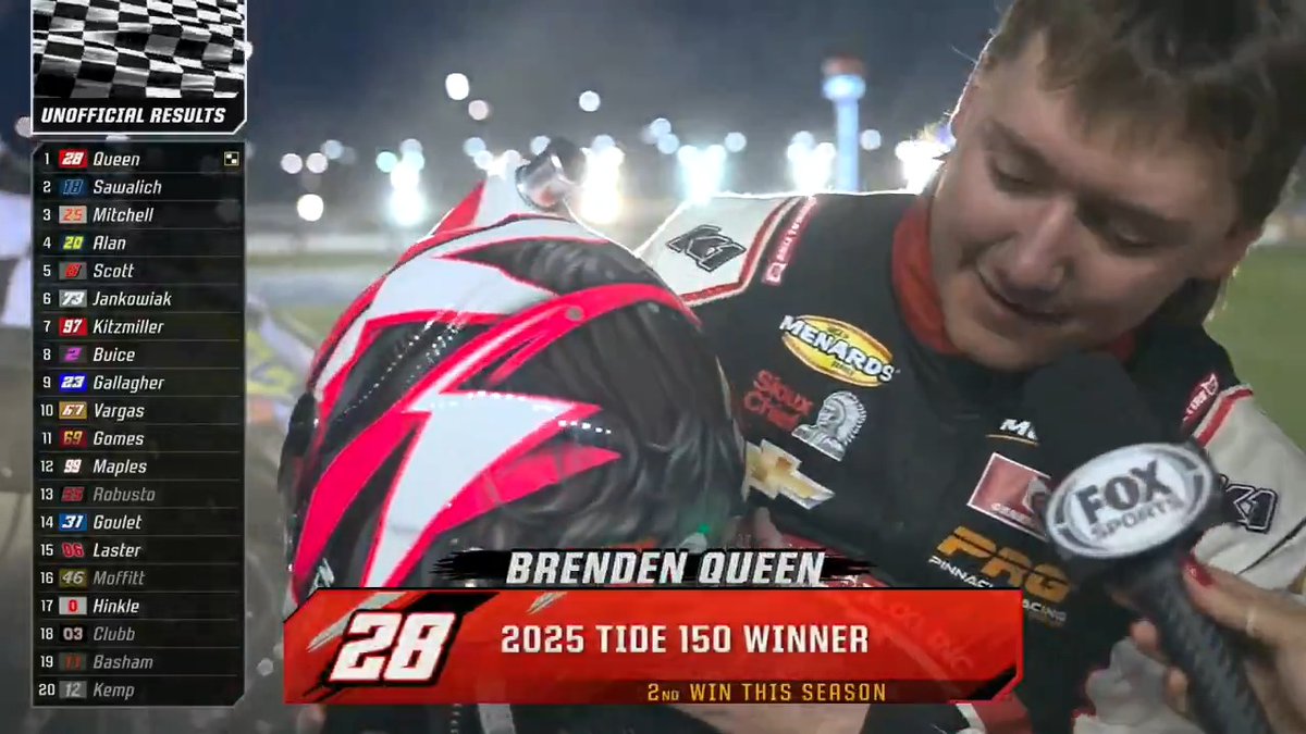 🧇🏁 A restart and a winner interview worthy of an All-Star Special. Brenden Queen | Amanda Busick