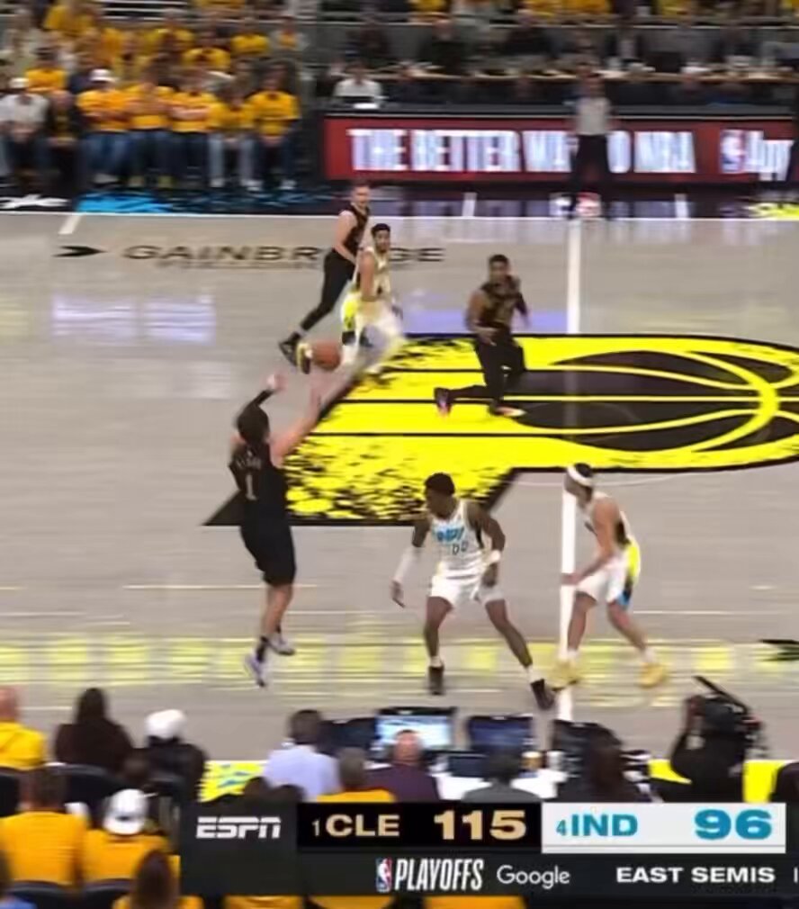 Donovan Mitchell did this and stared down every Pacers fan in the front row 😭😭😭