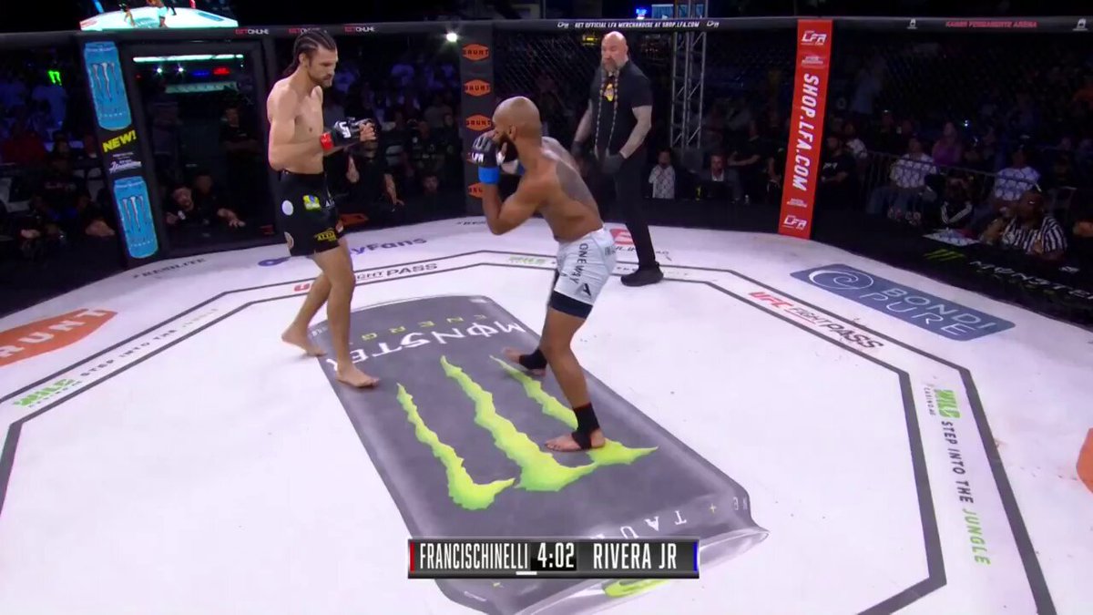 6'6 welterweight Luis Francischinelli hands out an utter beating against Angelo Rivera Jr. before Mike Beltran mercifully steps in. Francischinelli now 5-0 with 5 first round KOs. #LFA208